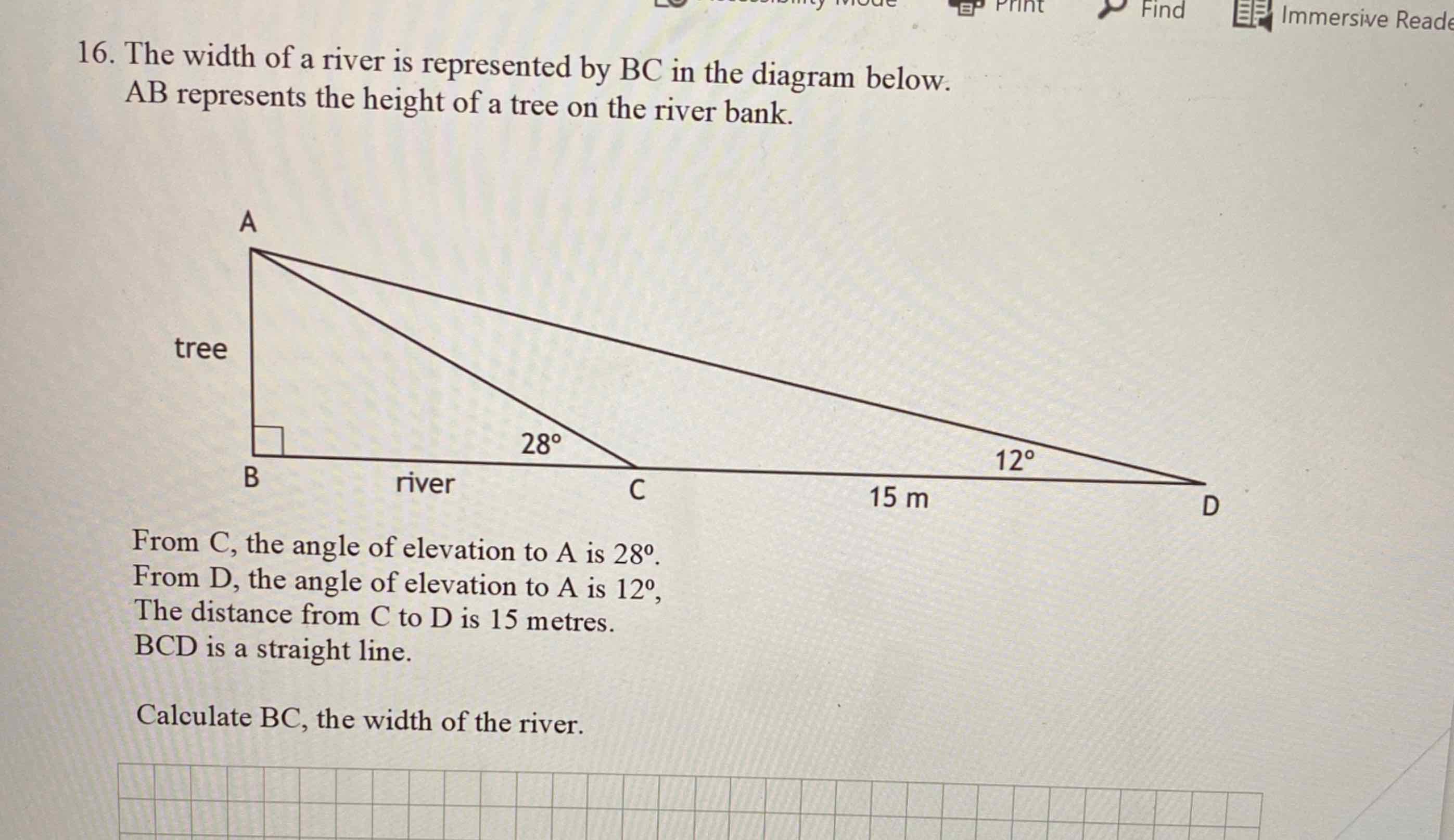 (Solved)-The width of a river is represented by BC in the diagram be